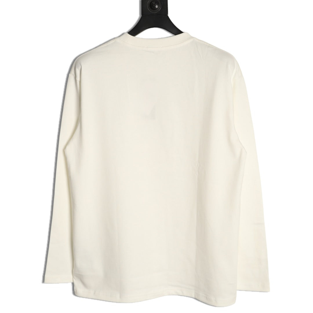 Dior 26SS Clover Logo Embroidered Ivory Long-Sleeve T-Shirt