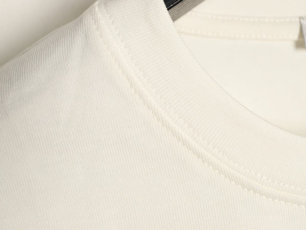 Dior 26SS Clover Logo Embroidered Ivory Long-Sleeve T-Shirt