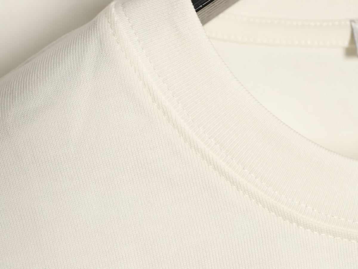 Dior 26SS Clover Logo Embroidered Ivory Long-Sleeve T-Shirt