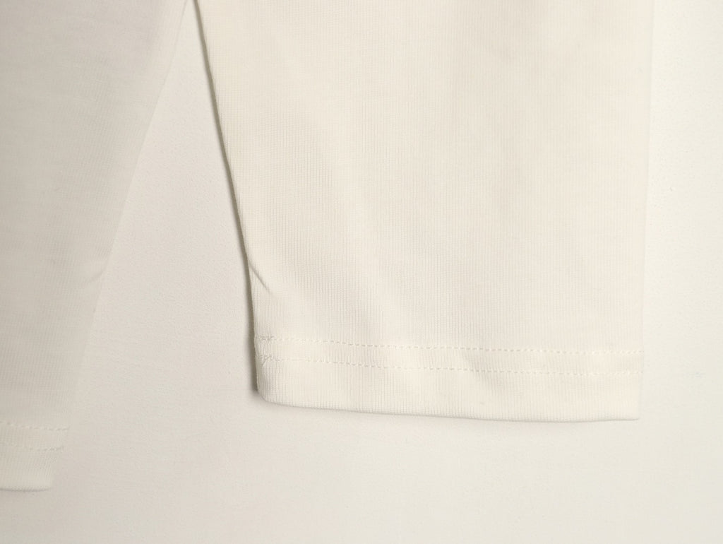 Dior 26SS Clover Logo Embroidered Ivory Long-Sleeve T-Shirt