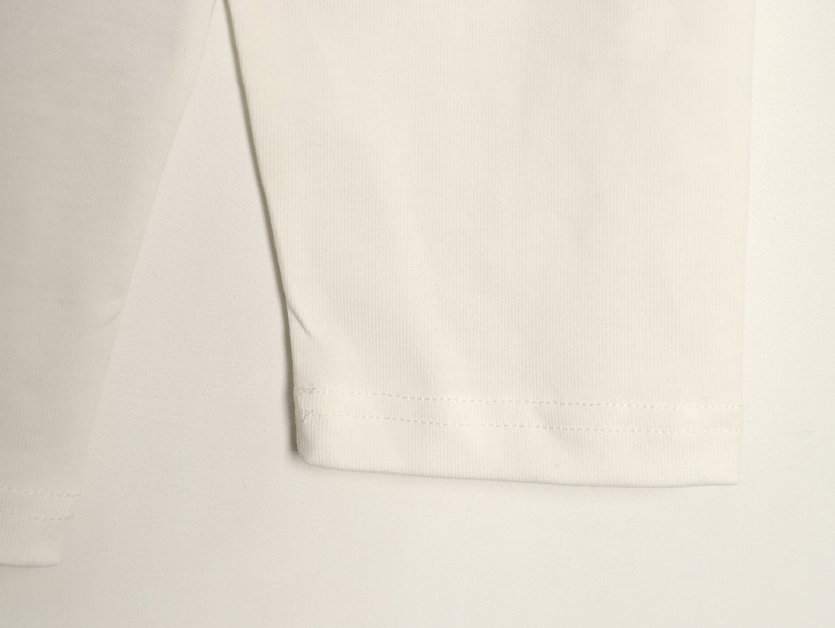 Dior 26SS Clover Logo Embroidered Ivory Long-Sleeve T-Shirt