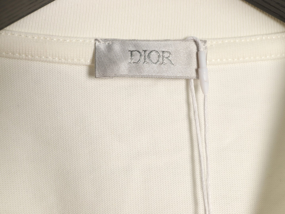 Dior 26SS Clover Logo Embroidered Ivory Long-Sleeve T-Shirt