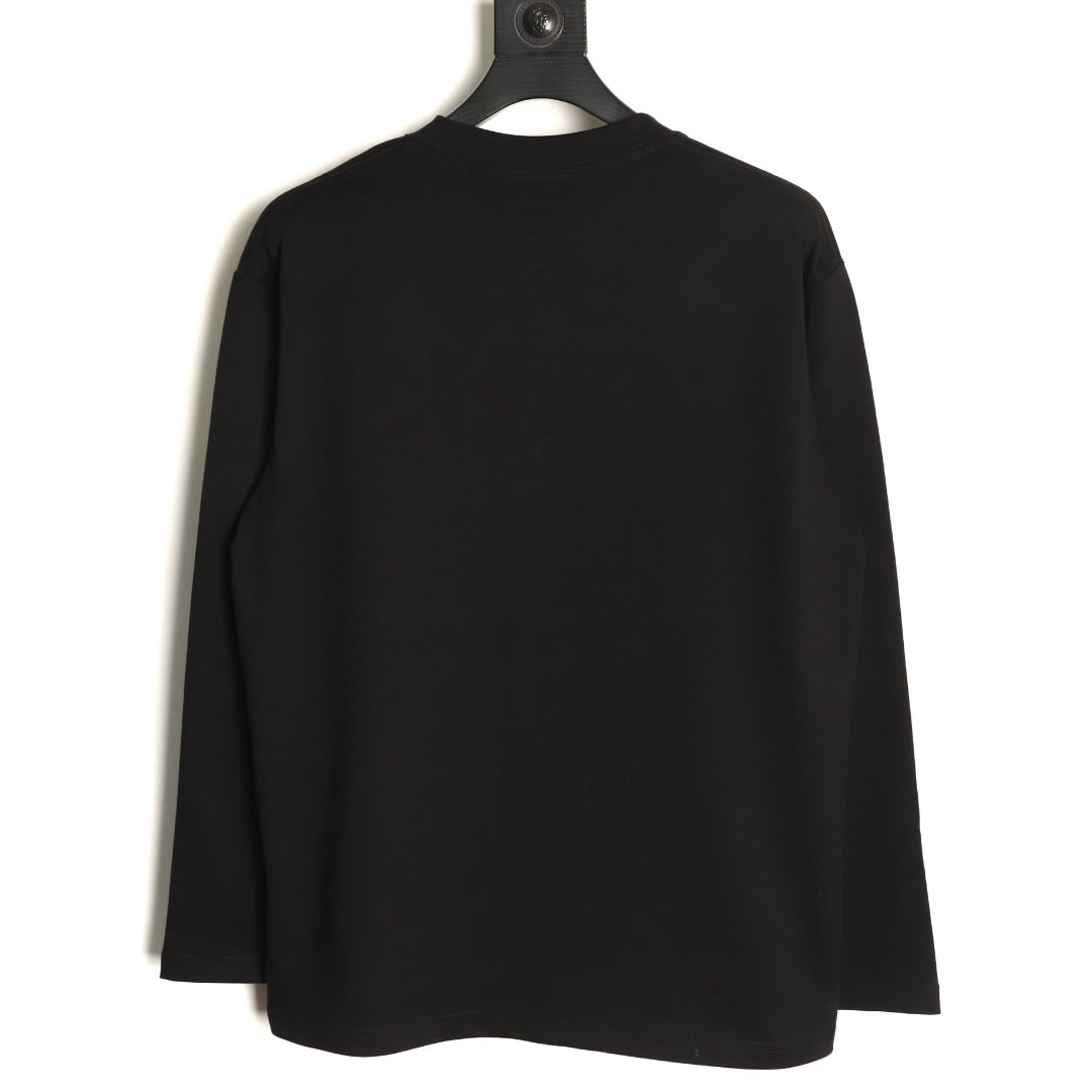 Dior 26SS Clover Logo Embroidered Black Long-Sleeve T-Shirt