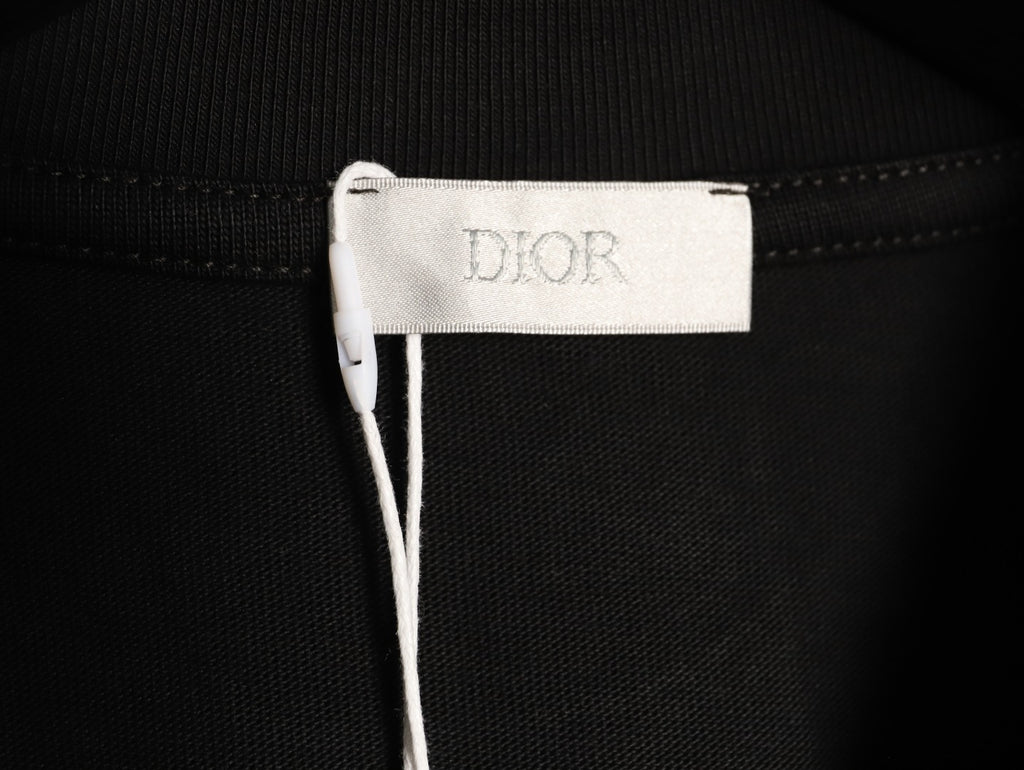 Dior 26SS Clover Logo Embroidered Black Long-Sleeve T-Shirt