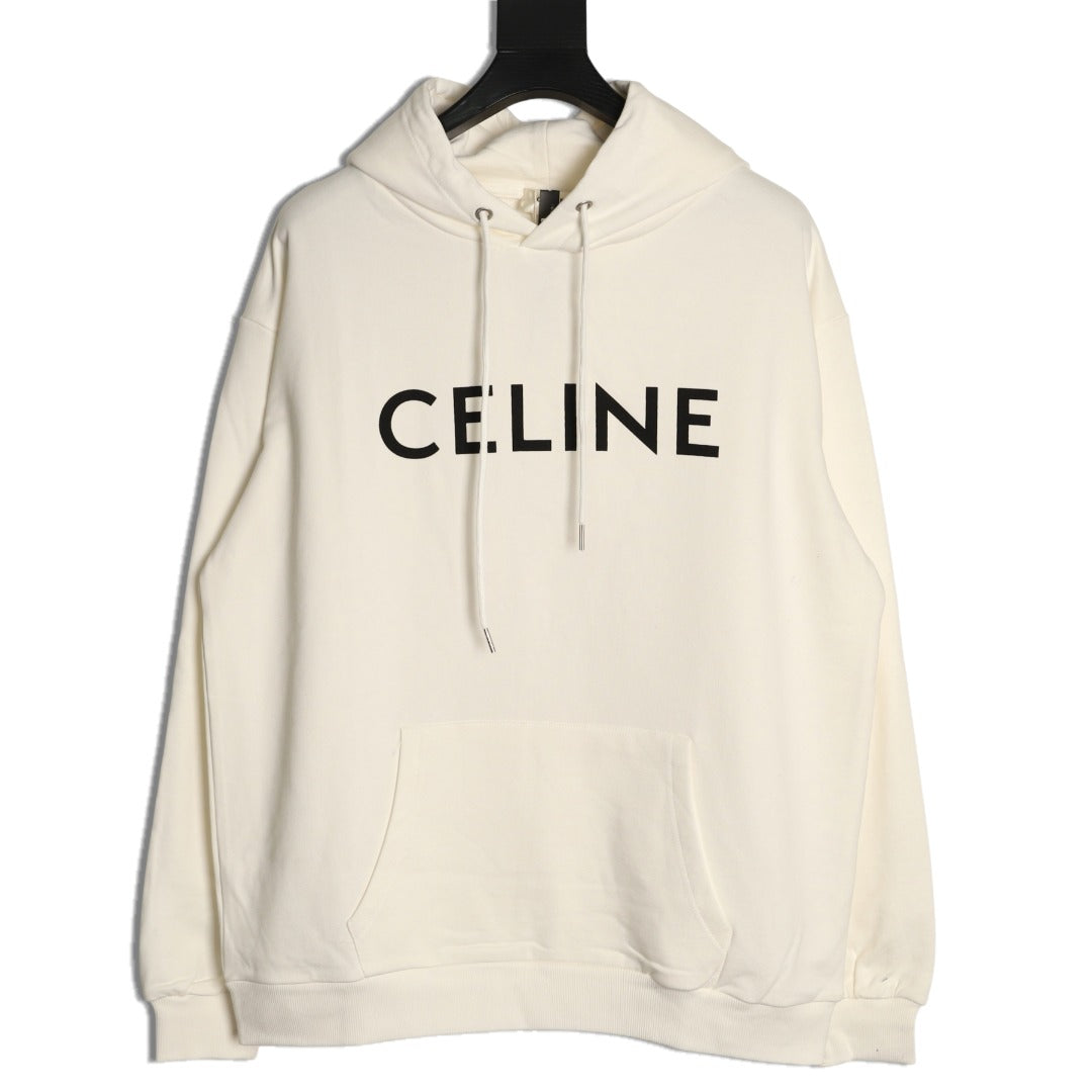 Celine Classic Capsule Logo Ivory Pullover Hoodie