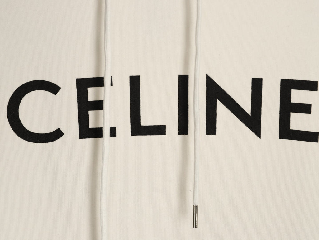 Celine Classic Capsule Logo Ivory Pullover Hoodie