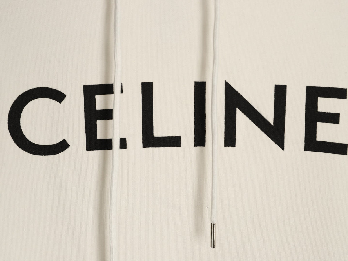Celine Classic Capsule Logo Ivory Pullover Hoodie