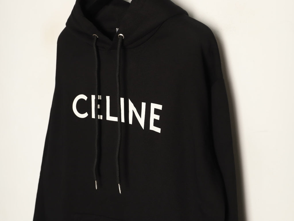Celine Classic Capsule Logo Black Pullover Hoodie