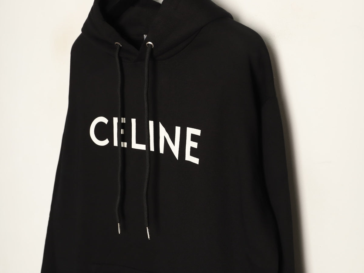 Celine Classic Capsule Logo Black Pullover Hoodie