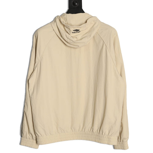 Balenciaga 3M Reflective Logo Tape-Trim Beige Hooded Jacket