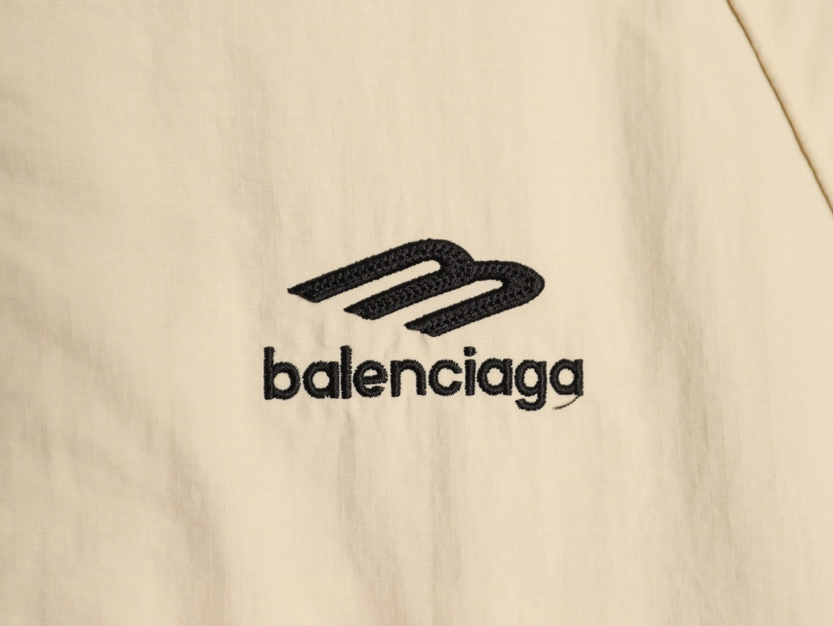 Balenciaga 3M Reflective Logo Tape-Trim Beige Hooded Jacket