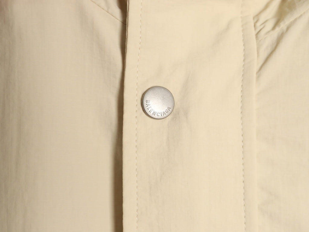 Balenciaga 3M Reflective Logo Tape-Trim Beige Hooded Jacket
