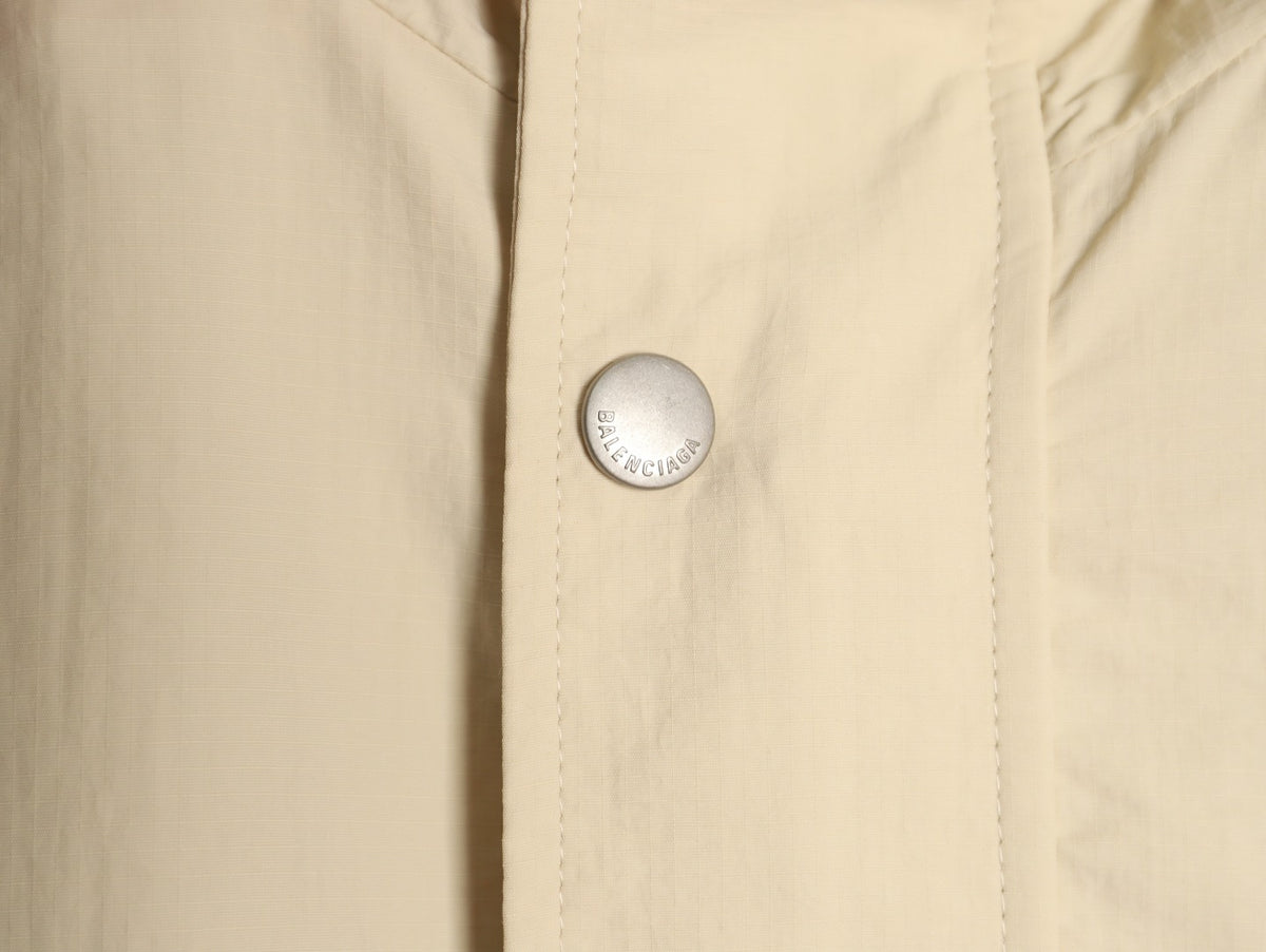 Balenciaga 3M Reflective Logo Tape-Trim Beige Hooded Jacket
