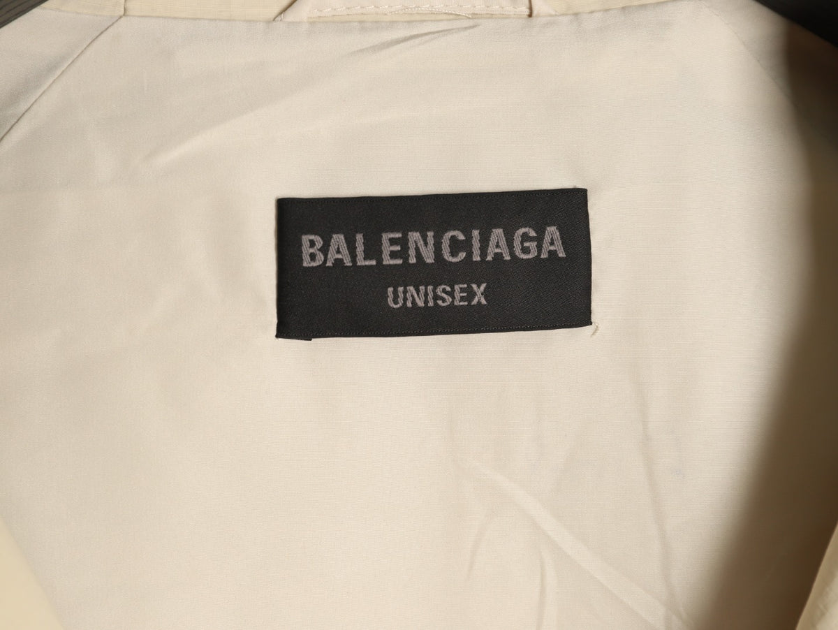 Balenciaga 3M Reflective Logo Tape-Trim Beige Hooded Jacket