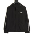 Balenciaga 3M Reflective Logo Tape-Trim Black Hooded Jacket