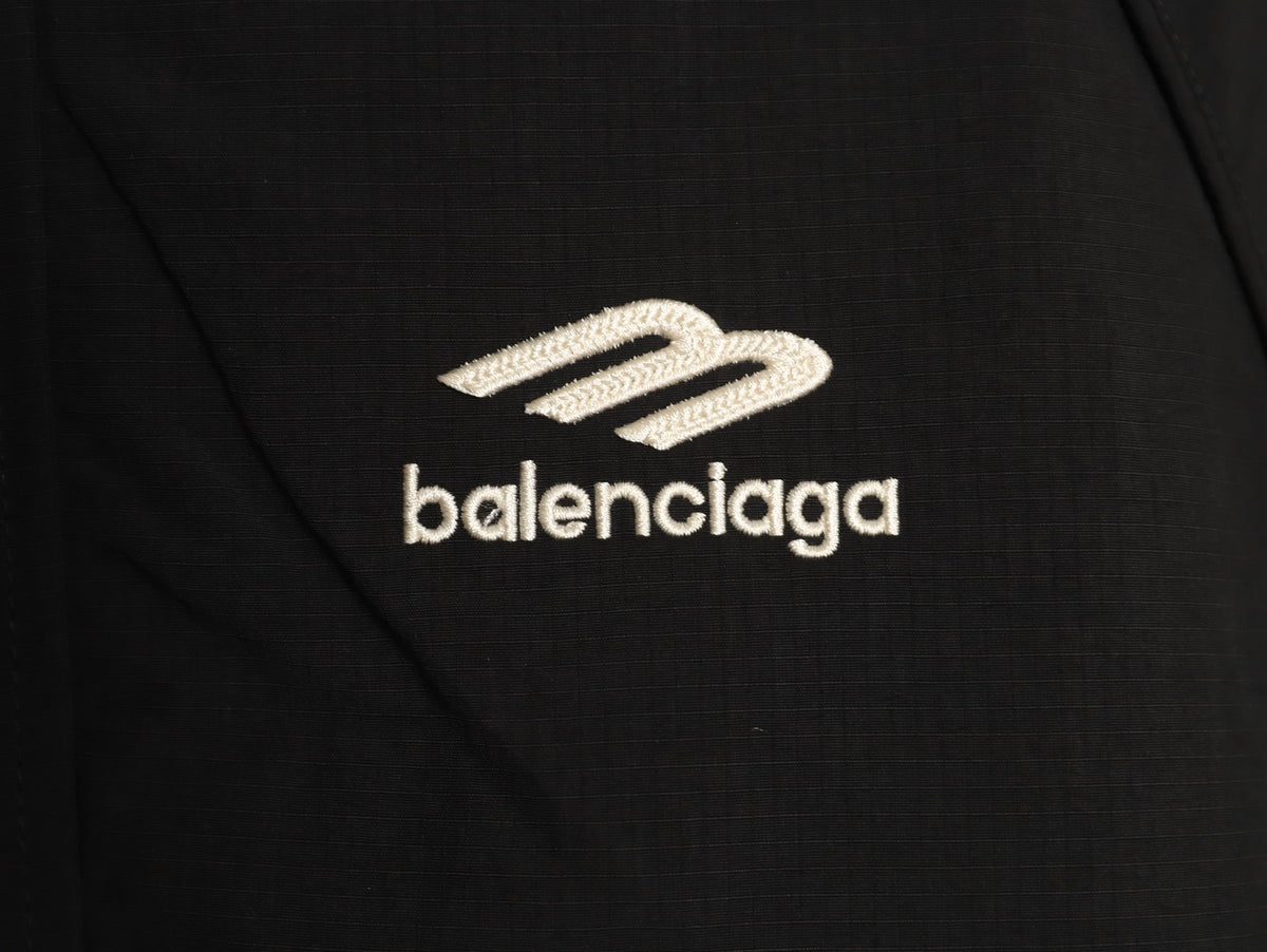 Balenciaga 3M Reflective Logo Tape-Trim Black Hooded Jacket