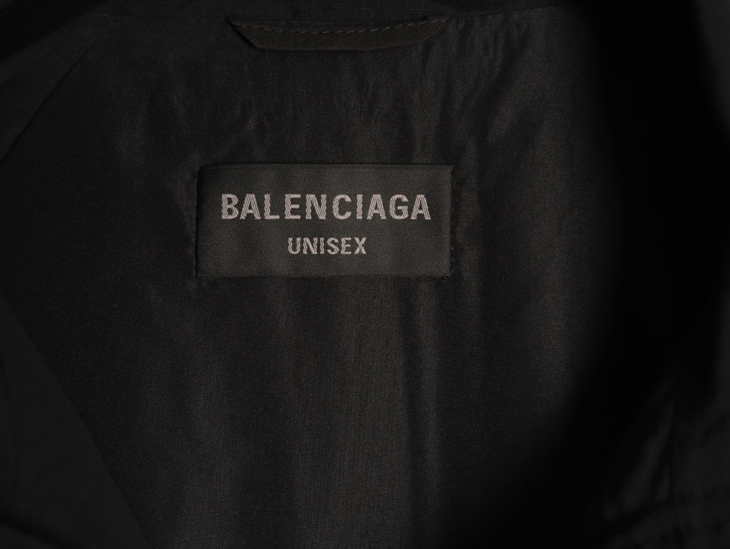 Balenciaga 3M Reflective Logo Tape-Trim Black Hooded Jacket