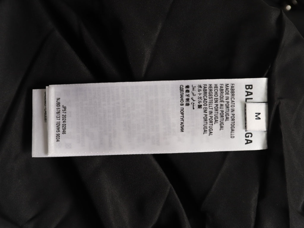 Balenciaga 3M Reflective Logo Tape-Trim Black Hooded Jacket