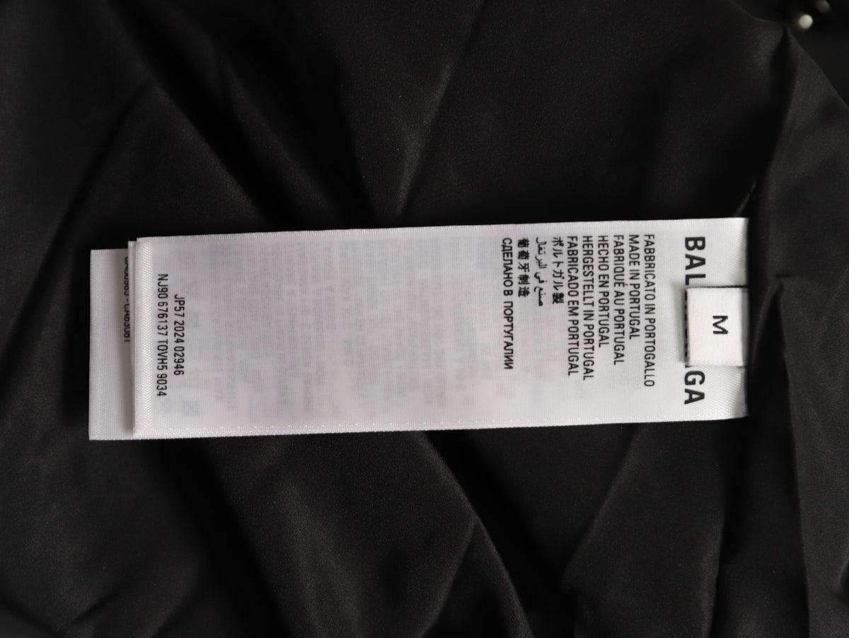 Balenciaga 3M Reflective Logo Tape-Trim Black Hooded Jacket