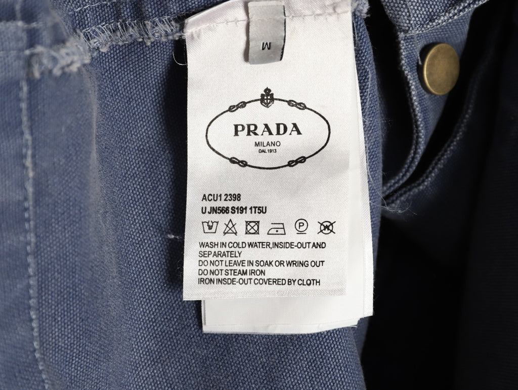 Prada PRD Distressed Washed Blue Workwear Jacket