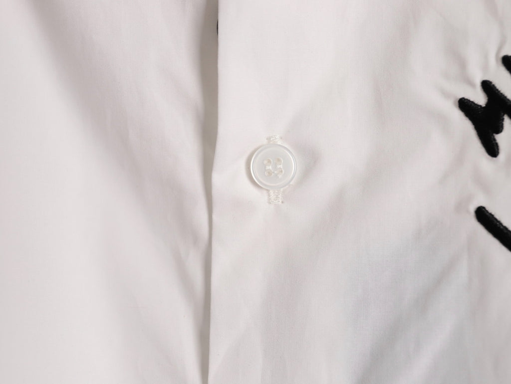 Louis Vuitton 25SS Embroidered Letter Logo White Long-Sleeve Shirt