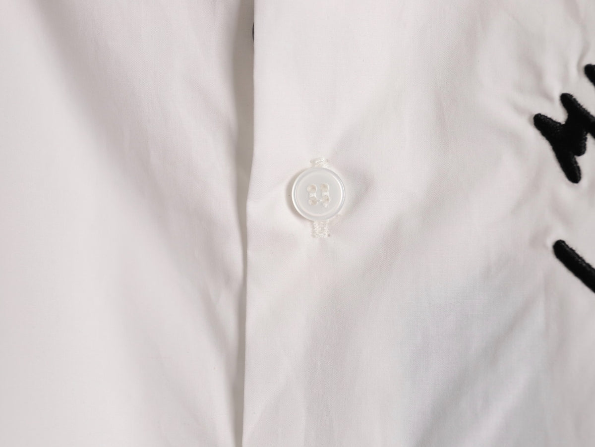 Louis Vuitton 25SS Embroidered Letter Logo White Long-Sleeve Shirt