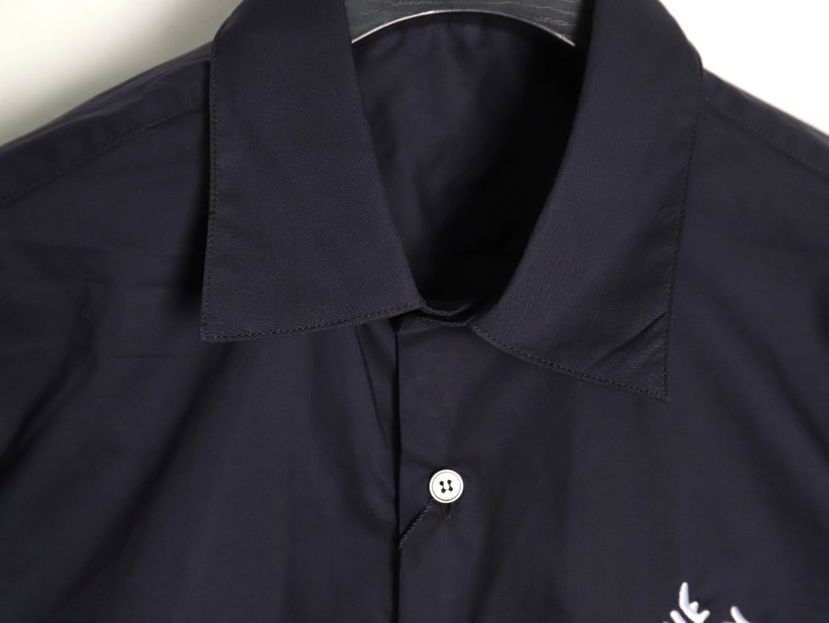 Louis Vuitton 25SS Embroidered Letter Logo Black Long-Sleeve Shirt