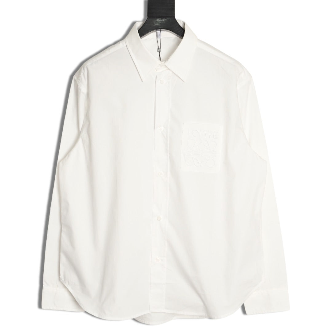 Loewe 25SS Anagram Pocket Embroidered White Long-Sleeve Shirt
