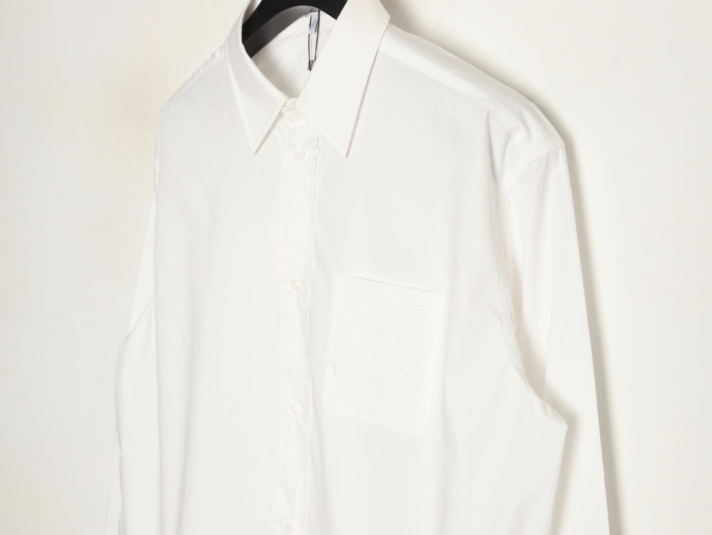 Loewe 25SS Anagram Pocket Embroidered White Long-Sleeve Shirt