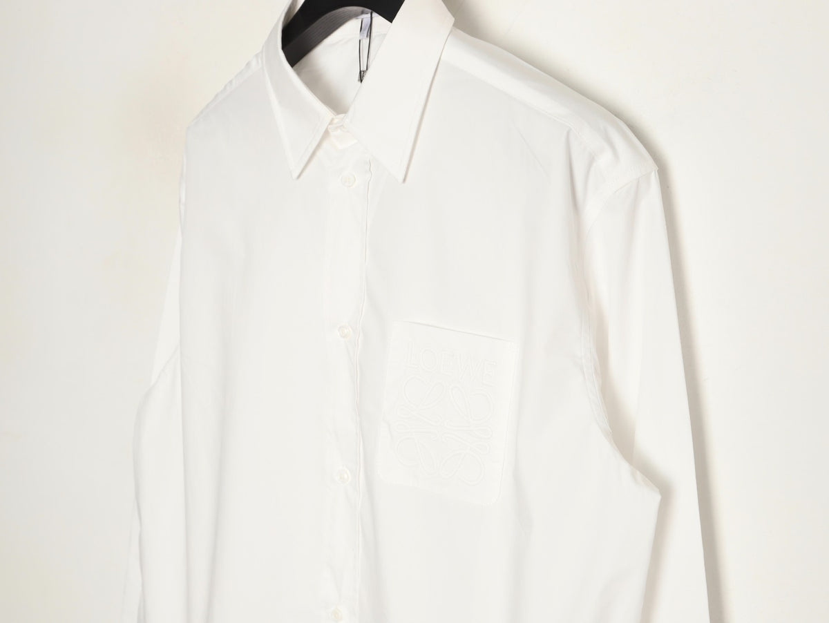 Loewe 25SS Anagram Pocket Embroidered White Long-Sleeve Shirt