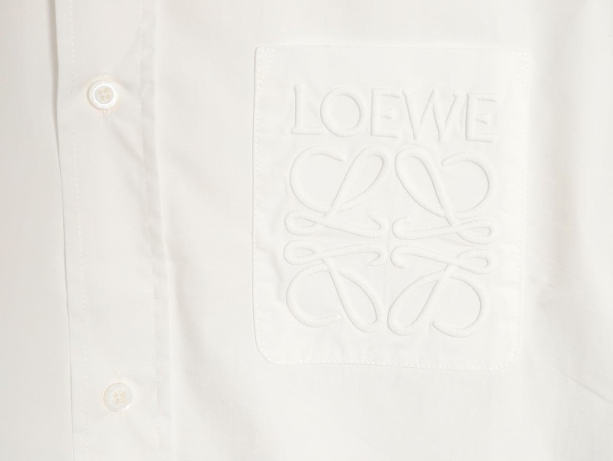 Loewe 25SS Anagram Pocket Embroidered White Long-Sleeve Shirt