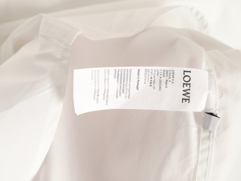 Loewe 25SS Anagram Pocket Embroidered White Long-Sleeve Shirt