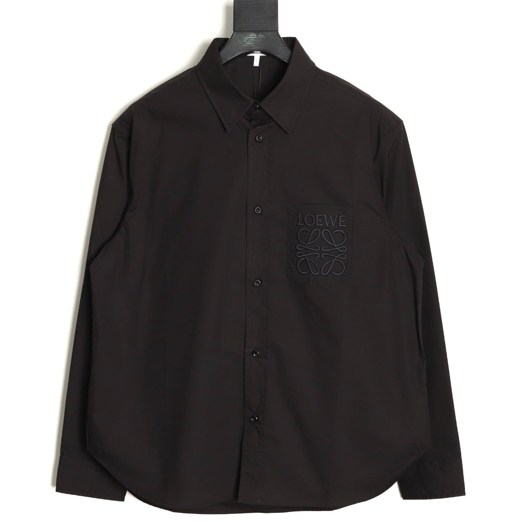 Loewe 25SS Anagram Pocket Embroidered Black Long-Sleeve Shirt