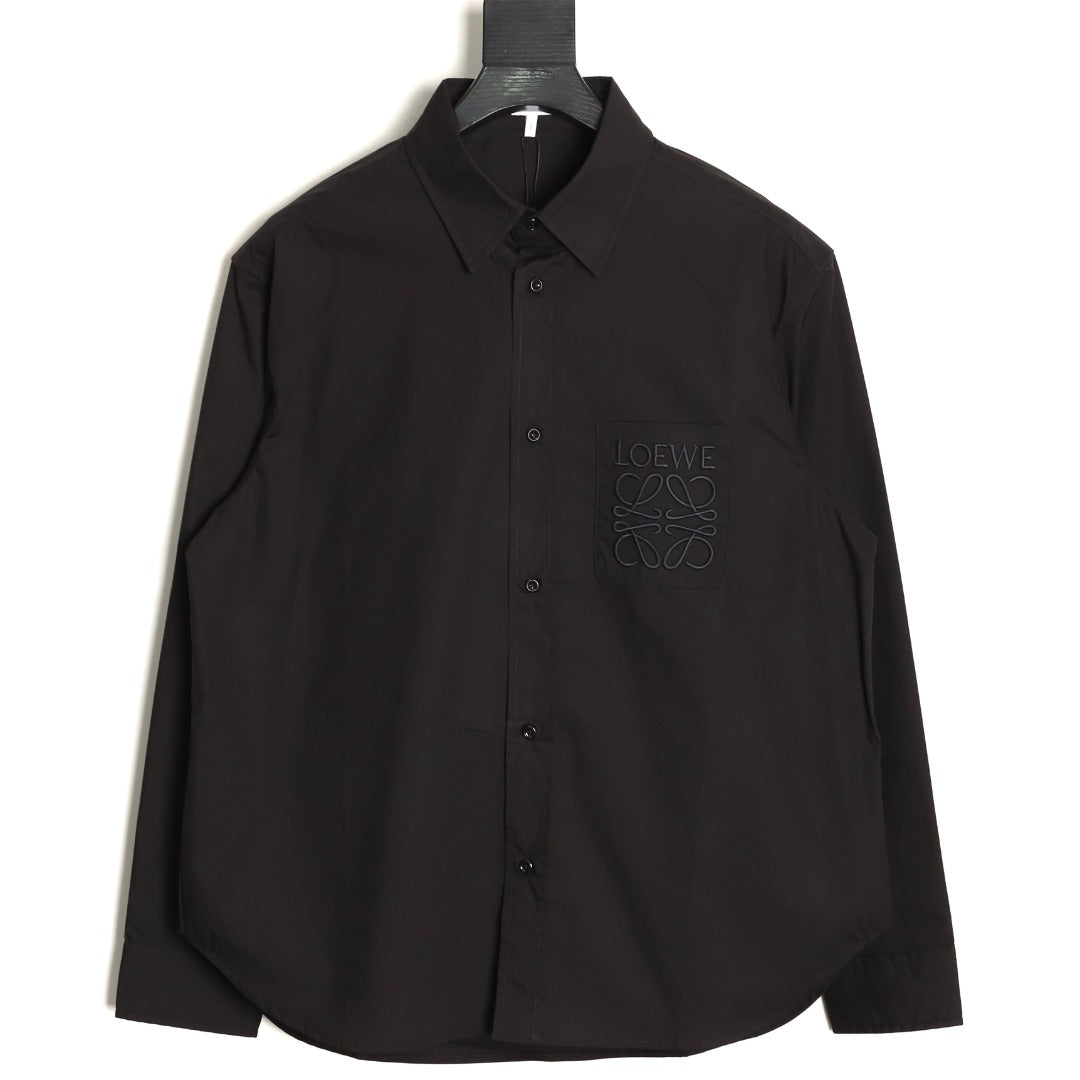 Loewe 25SS Anagram Pocket Embroidered Black Long-Sleeve Shirt