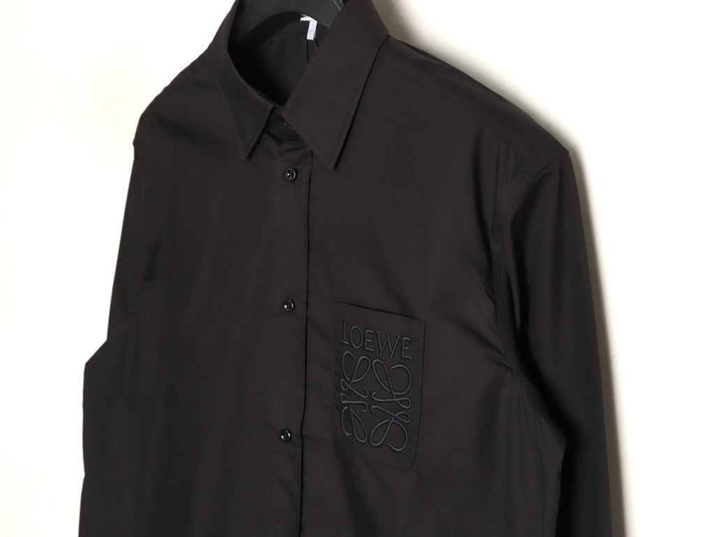 Loewe 25SS Anagram Pocket Embroidered Black Long-Sleeve Shirt