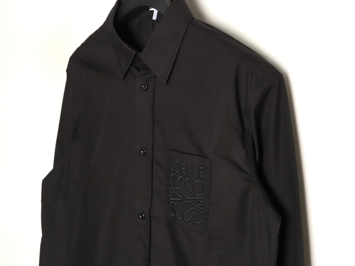 Loewe 25SS Anagram Pocket Embroidered Black Long-Sleeve Shirt