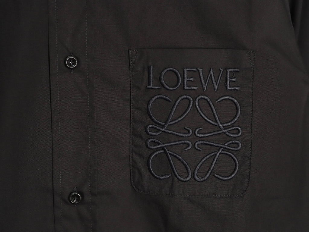 Loewe 25SS Anagram Pocket Embroidered Black Long-Sleeve Shirt