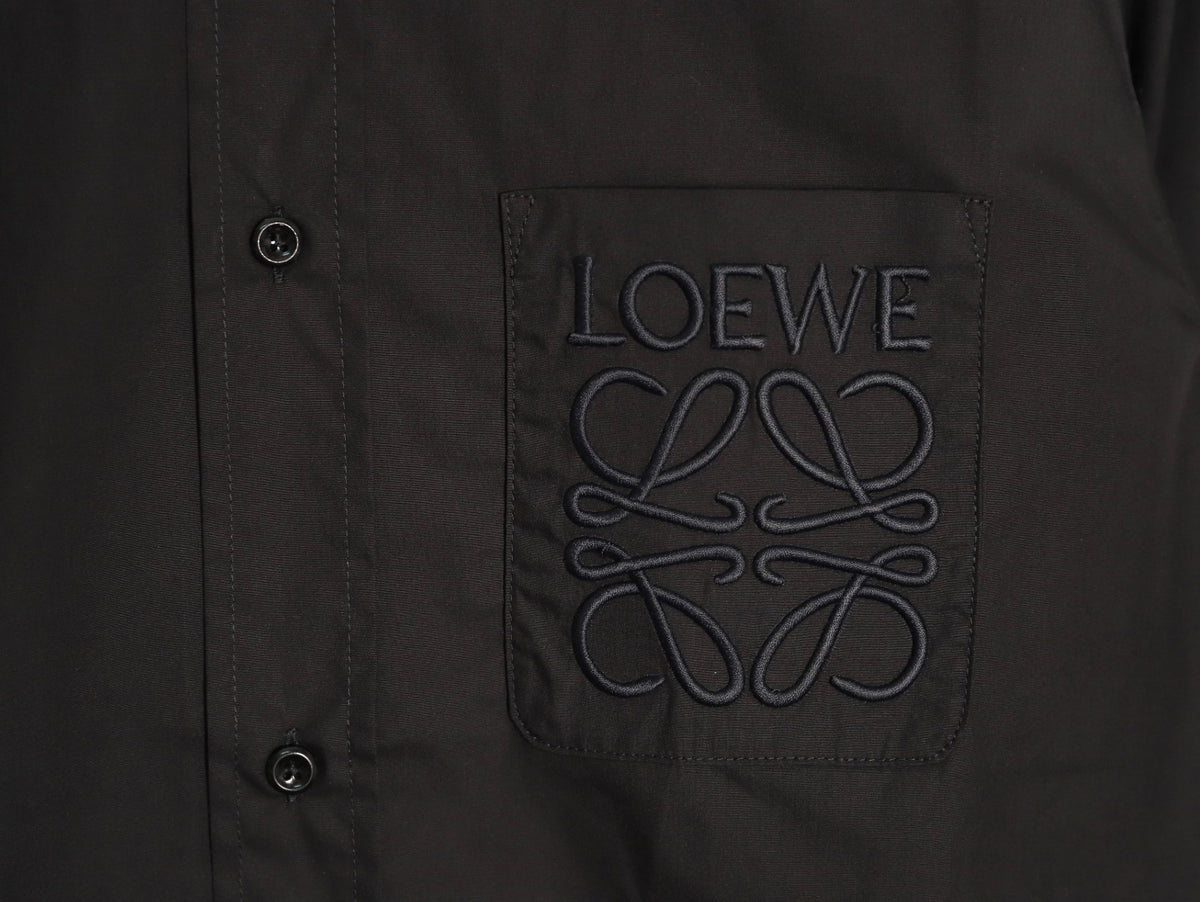 Loewe 25SS Anagram Pocket Embroidered Black Long-Sleeve Shirt