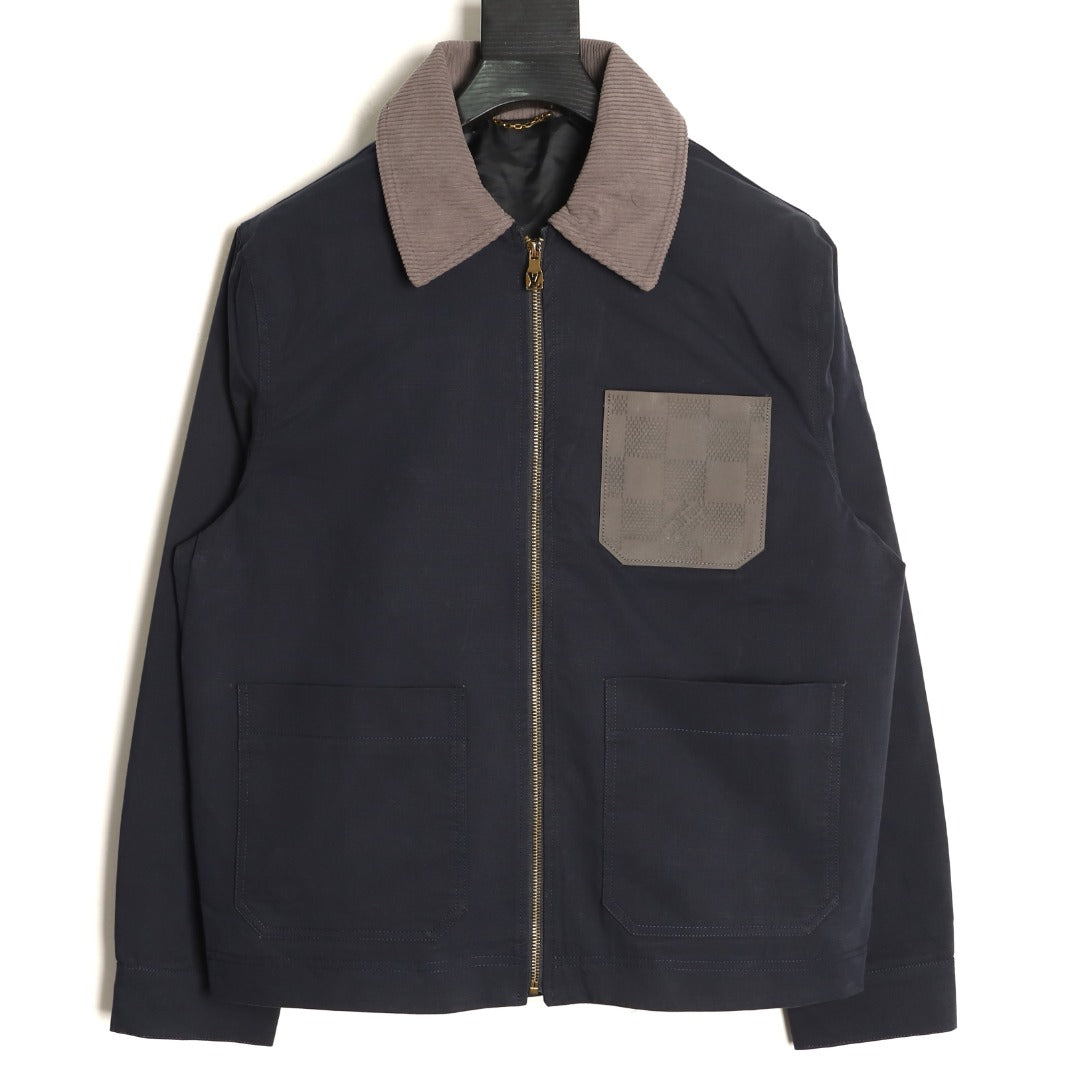 Louis Vuitton 26FW Checker Leather-Label Linen Workwear Jacket