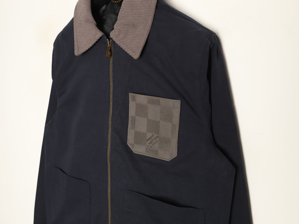 Louis Vuitton 26FW Checker Leather-Label Linen Workwear Jacket