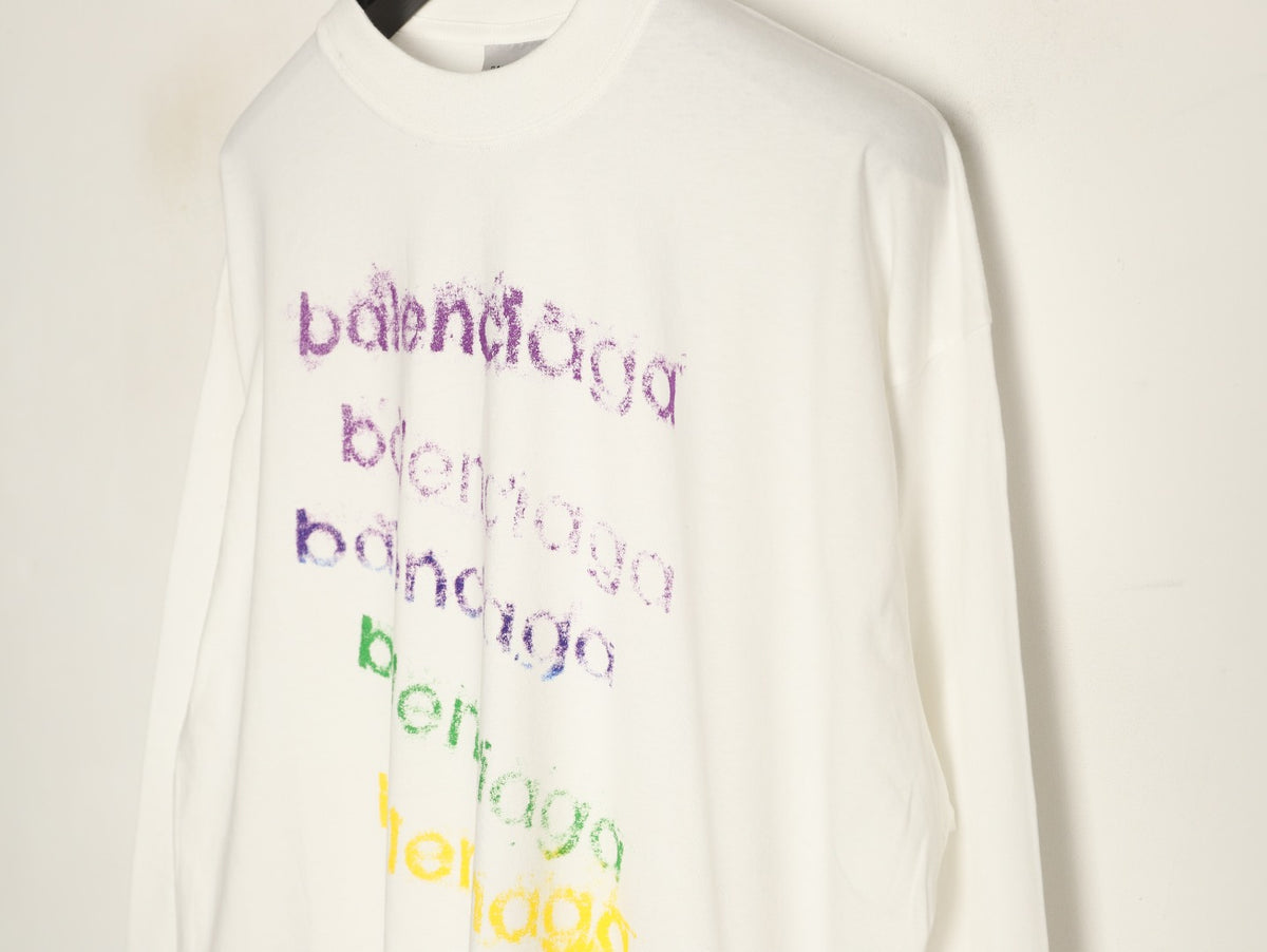 Balenciaga 26FW Rainbow Logo Print Long-Sleeve T-Shirt