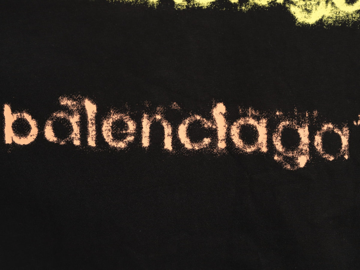 Balenciaga 26FW Black Rainbow Logo Print Long-Sleeve T-Shirt