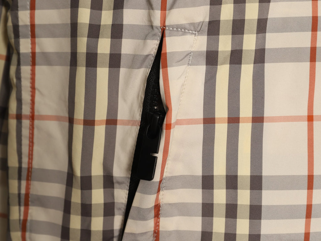 Burberry BBR Beige Check Reversible Hooded Jacket
