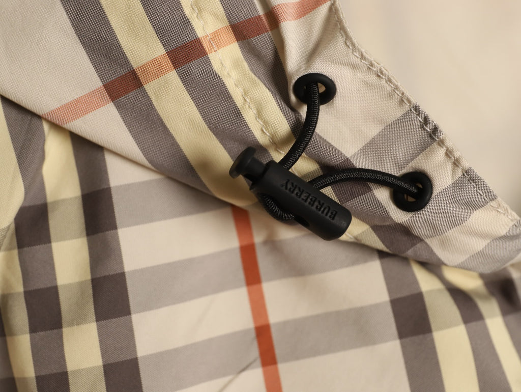 Burberry BBR Beige Check Reversible Hooded Jacket