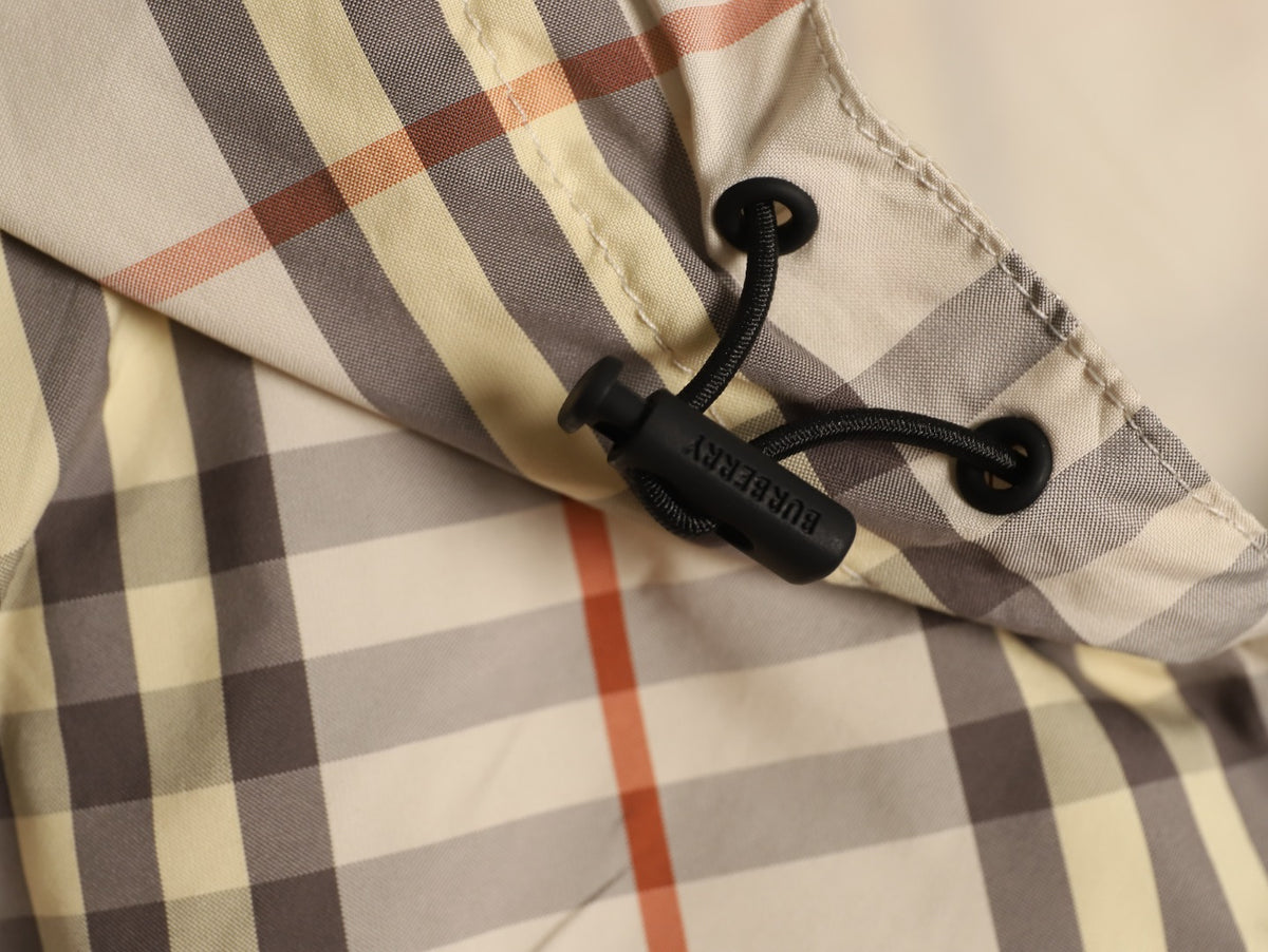 Burberry BBR Beige Check Reversible Hooded Jacket