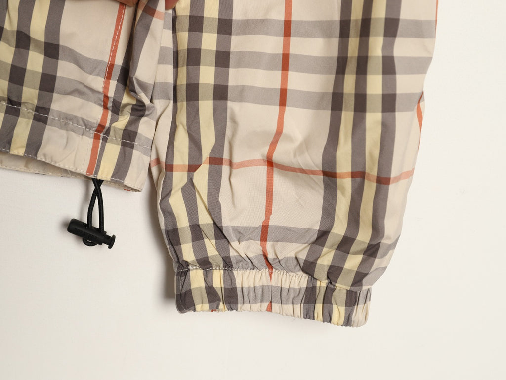 Burberry BBR Beige Check Reversible Hooded Jacket