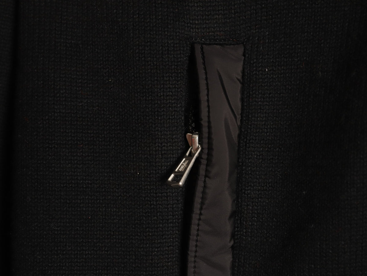 Moncler MC Patchwork Sleeve-Pocket Nylon Zip Knit Cardigan Jacket