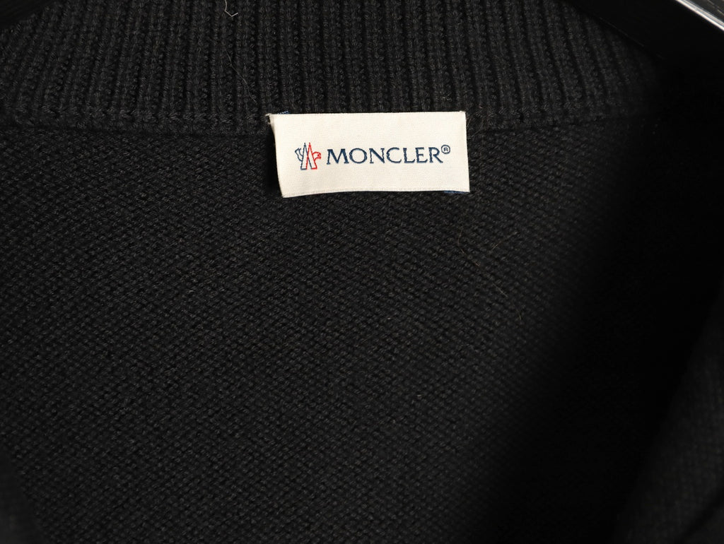 Moncler MC Patchwork Sleeve-Pocket Nylon Zip Knit Cardigan Jacket