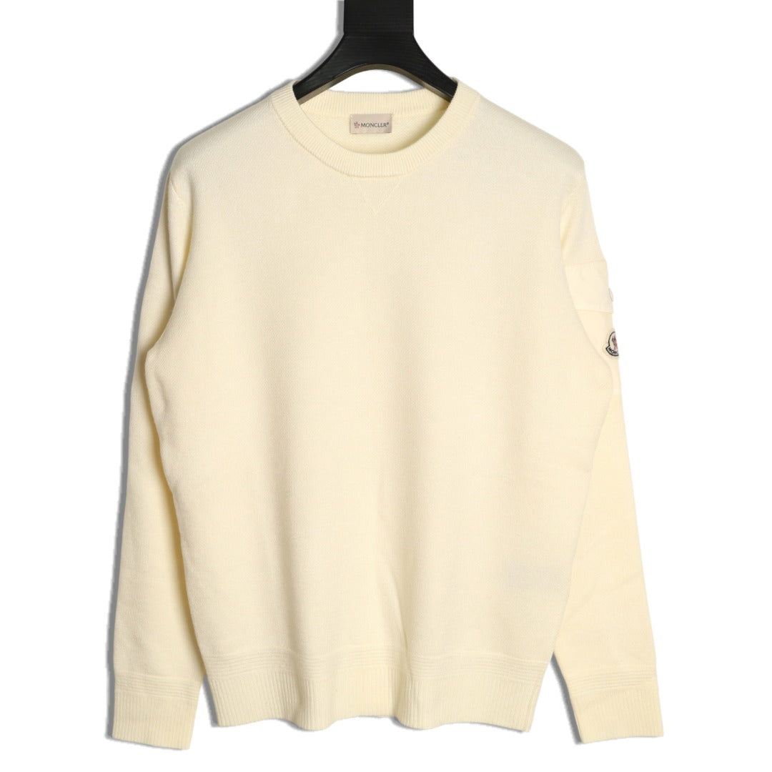 Moncler MC Two-Tone Sleeve-Pocket Crewneck Sweater