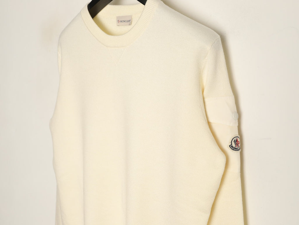 Moncler MC Two-Tone Sleeve-Pocket Crewneck Sweater